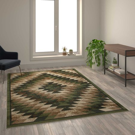 FLASH FURNITURE Green 6' x 9' Diamond Patterned Area Rug OKR-RG1106-69-GN-GG